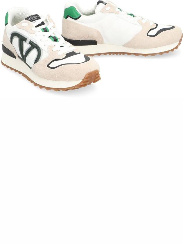 V Logo Face Low Top Sneakers White Green - VALENTINO - BALAAN 4