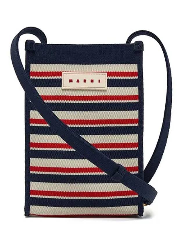 Jacquard Stripe Mini Shoulder Bag Navy - MARNI - BALAAN 3