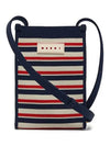 Jacquard Stripe Mini Shoulder Bag Navy - MARNI - BALAAN 4