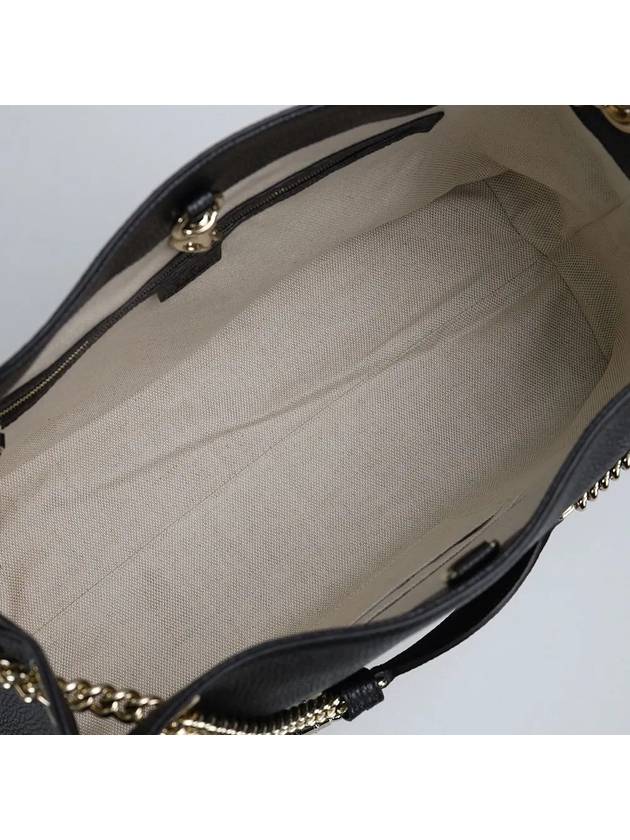 Pebbled Leather Medium Chain Handbag Soho Black - GUCCI - BALAAN 6