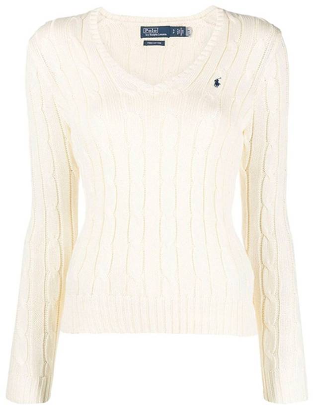 Women's Embroidered Logo Knit Top Cream - POLO RALPH LAUREN - BALAAN 3