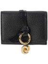 Alphabet Grain Leather Flap Small Half Wallet Black - CHLOE - BALAAN 2