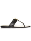 Men's Brighton Gold Logo Flip Flops Black - TOM FORD - BALAAN.