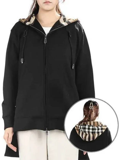 Check Cotton Hooded Jacket Black - BURBERRY - BALAAN 2