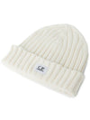 Extra Fine Merino Wool Logo Beanie White - CP COMPANY - BALAAN 4