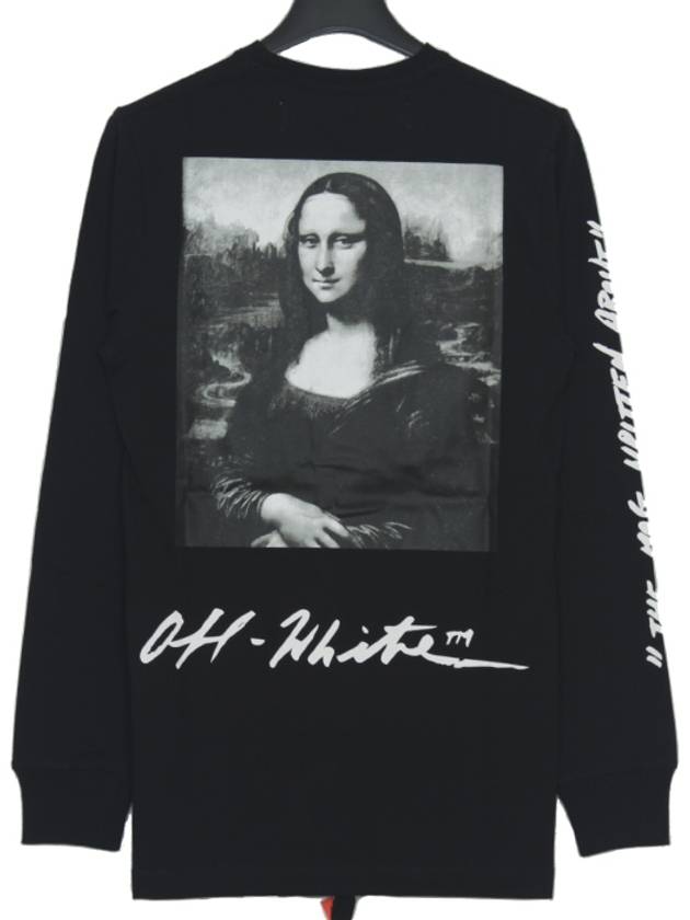 Men's Logo Mona Lisa Print Long Sleeve T-Shirt Black - OFF WHITE - BALAAN 7