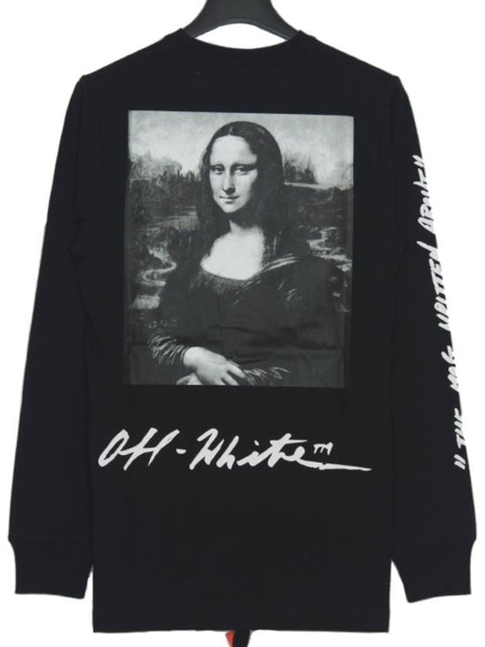 Men's Logo Mona Lisa Print Long Sleeve T-Shirt Black - OFF WHITE - BALAAN 2