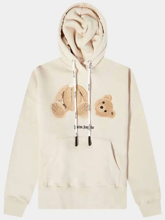 Bear Print Hooded Top Beige - PALM ANGELS - BALAAN.