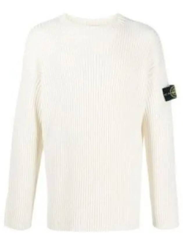 Compass Patch Crew Neck Knit Top White - STONE ISLAND - BALAAN 2