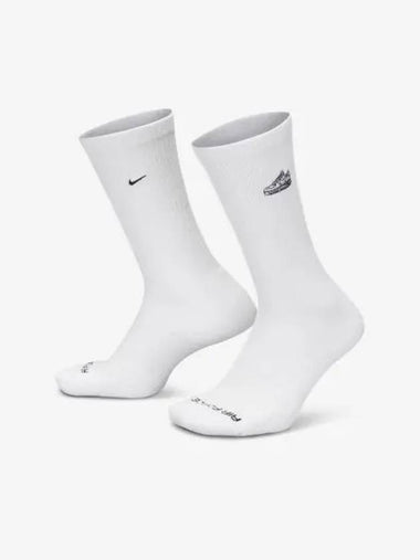 Everyday Plus Crew Socks 1 Color White Black FZ3076 100 - NIKE - BALAAN 1