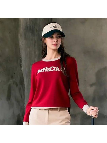 Logo color combination knit red - BENECIA12 - BALAAN 1