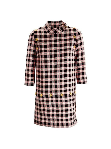 Women's Tweed Damier Snap-Off Tunic Midi Dress - GUCCI - BALAAN 1