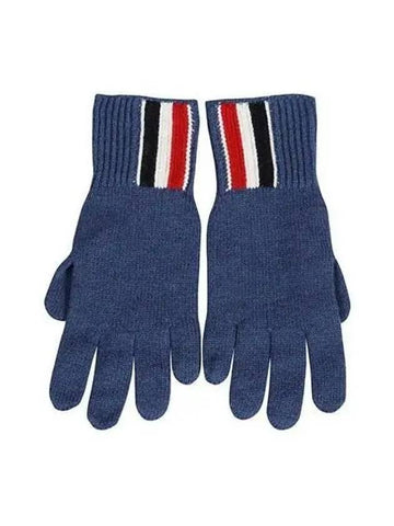 Merino Wool Gloves Dark Blue MKG011A Y1018 - THOM BROWNE - BALAAN 1