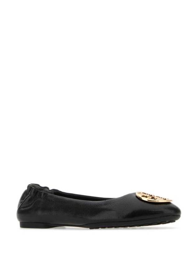 Logo Leather Ballerina Flat Black - TORY BURCH - BALAAN 3