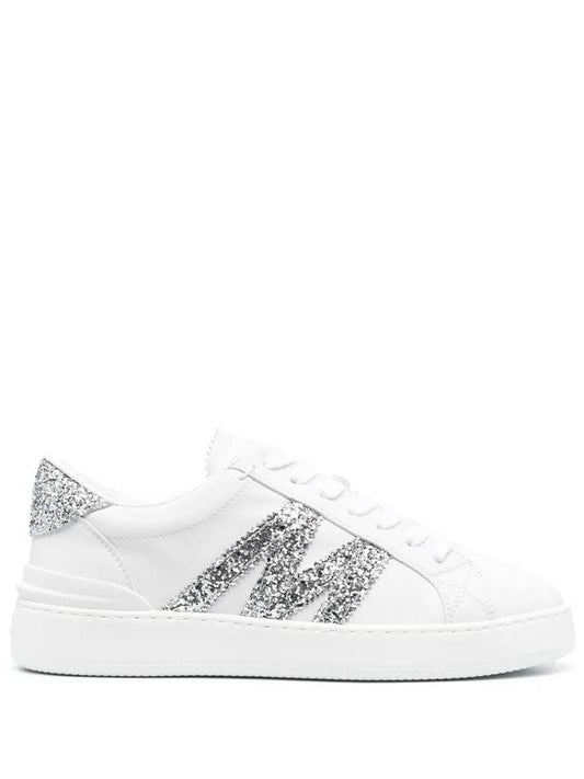 Monaco M Trainer Glitter Embellished Low Top Sneakers White - MONCLER - BALAAN 1