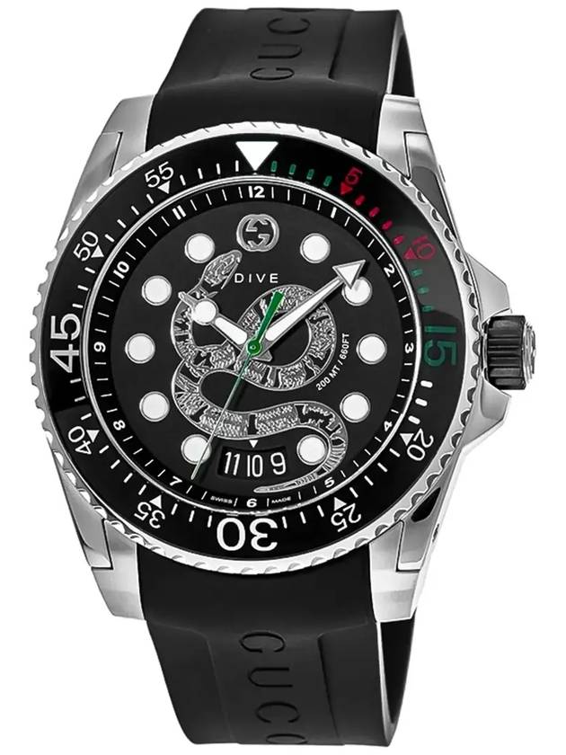 Dive King Snake Rubber 45mm Watch Black - GUCCI - BALAAN 4