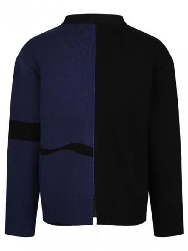 EKD Logo Wool Cardigan Navy Black - BURBERRY - BALAAN 3