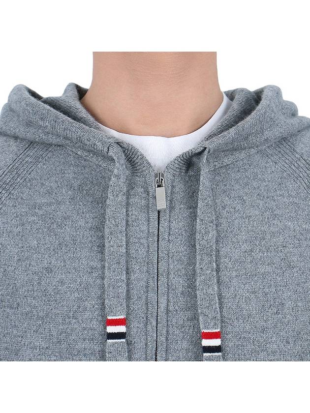 Cashmere Knit Zip Up Hoodie Grey - THOM BROWNE - BALAAN 7