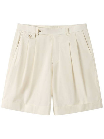 Men's Cotton Two-Tuck Shorts Ivory SWDQETPA02IV - SOLEW - BALAAN 1