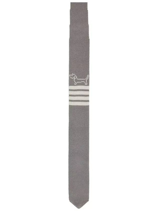 Hector Icon 4 Bar Silk Knit Tie Light Grey - THOM BROWNE - BALAAN 2