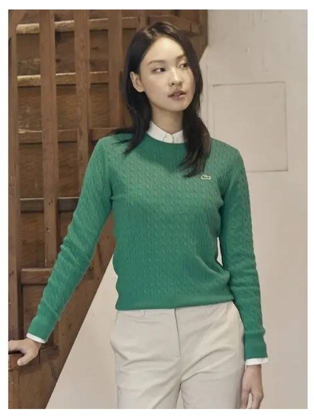 Women s Cable Crew Neck Sweater AF073E 54N LDM Domestic Product GQ2N24080583592 - LACOSTE - BALAAN 1