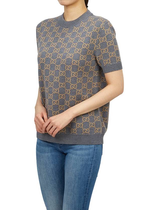 Reversible GG Jacquard Wool Knit Top Brown Grey - GUCCI - BALAAN 7