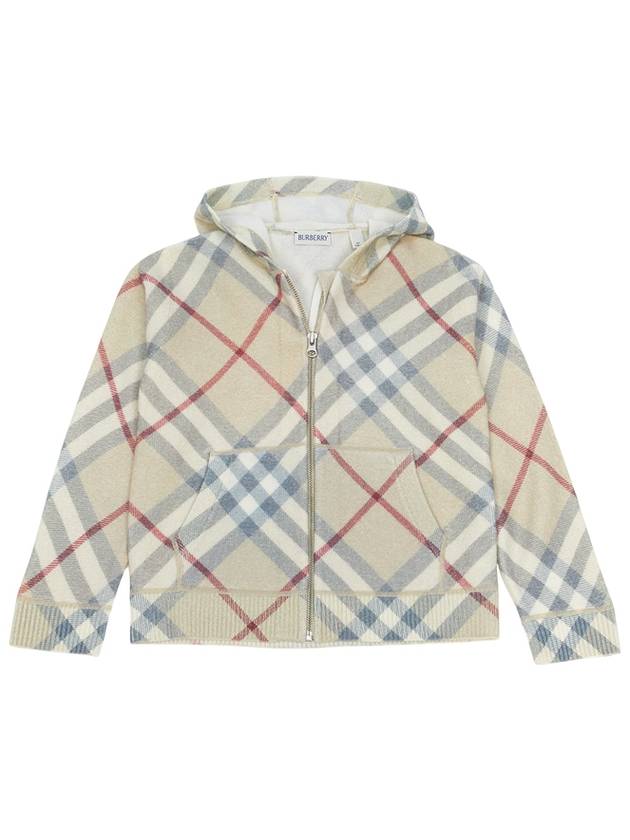 Kids Check Wool Hooded Zip-Up Jacket Beige - BURBERRY - BALAAN 3