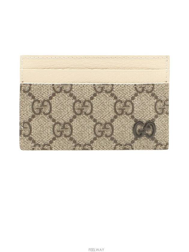 Ivory leather GG Supreme canvas bicolor CC logo card wallet 768248 - GUCCI - BALAAN 1