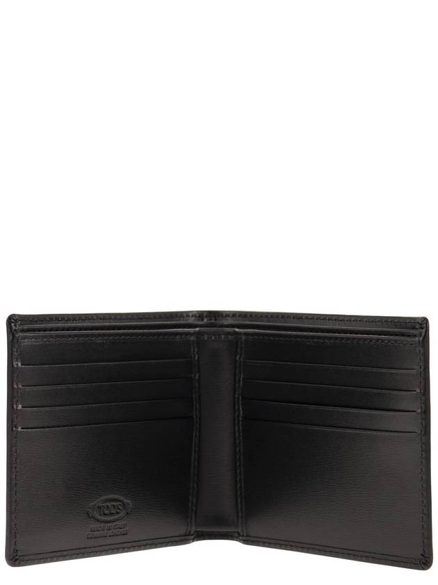 Men's Logo Plaque Leather Half Wallet Black - TOD'S - BALAAN 5