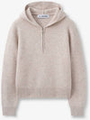 Rib Knit Half Zip Up Hoodie Oatmeal - BLONDNINE - BALAAN 2