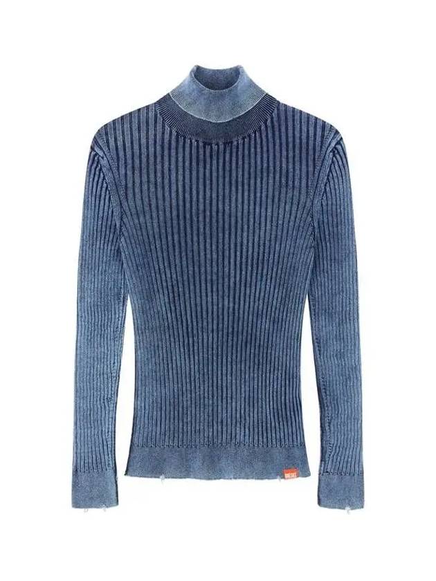 Men s Chunky Ribbed Turtleneck Sweater Blue - DIESEL - BALAAN 1