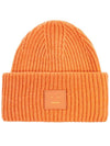 Face Patch Ribbed Wool Beanie Orange - ACNE STUDIOS - BALAAN 2