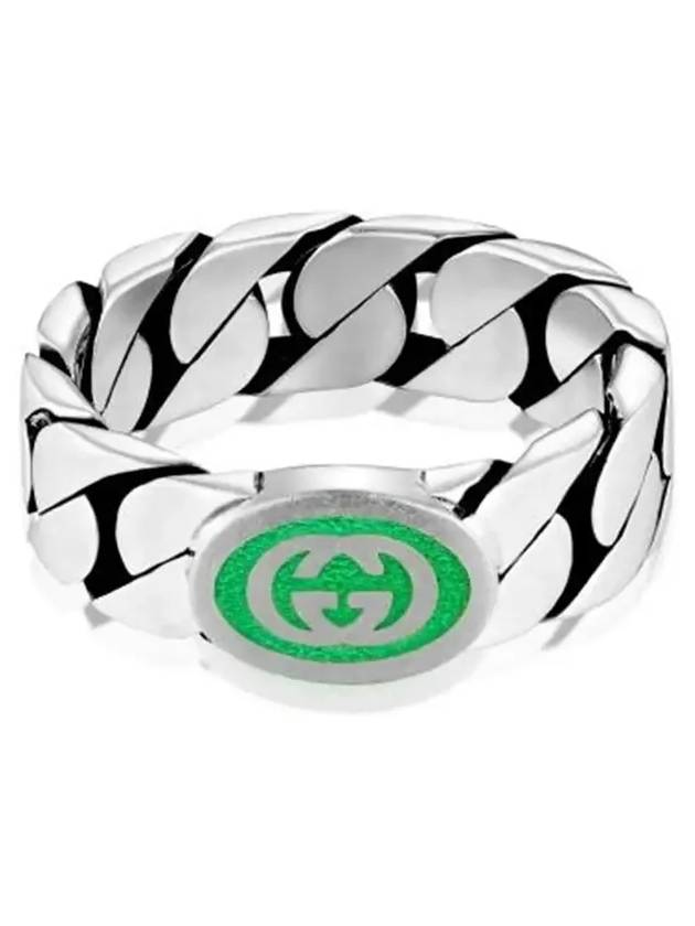 Interlocking G Enamel Ring Silver - GUCCI - BALAAN 4