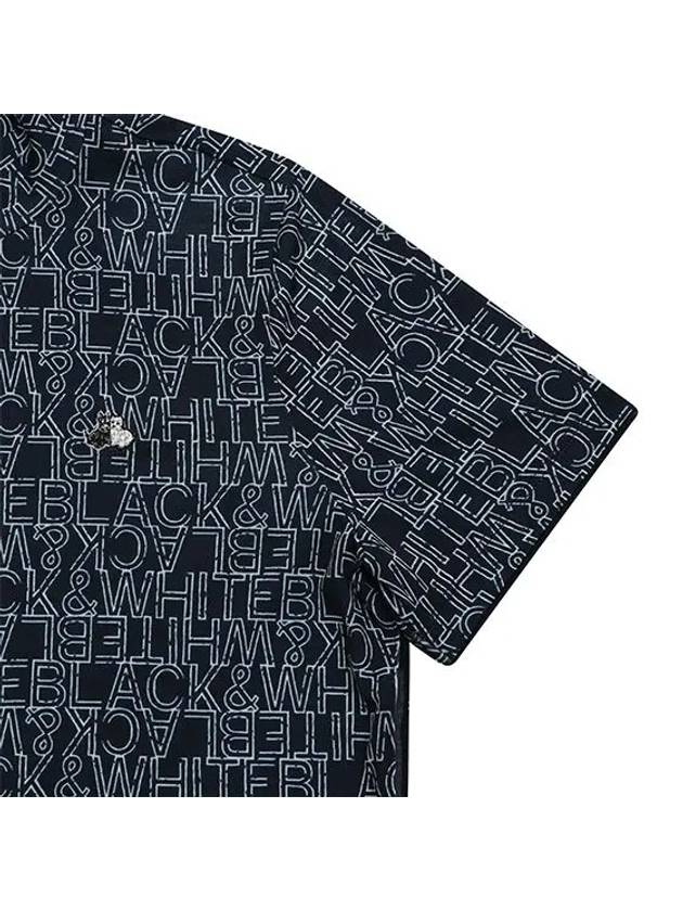 logo print high neck short sleeve t-shirt 9524LZSSNAVY - BLACK&WHITE - BALAAN 3