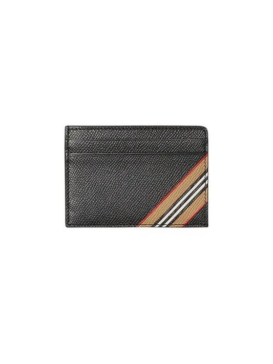 Icon Stripe Grainy Leather Card Wallet Black - BURBERRY - BALAAN 2