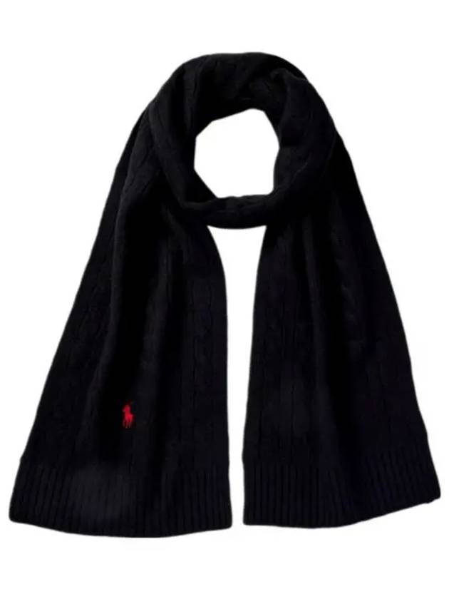 Pony Cable Knit Scarf Black - POLO RALPH LAUREN - BALAAN 6