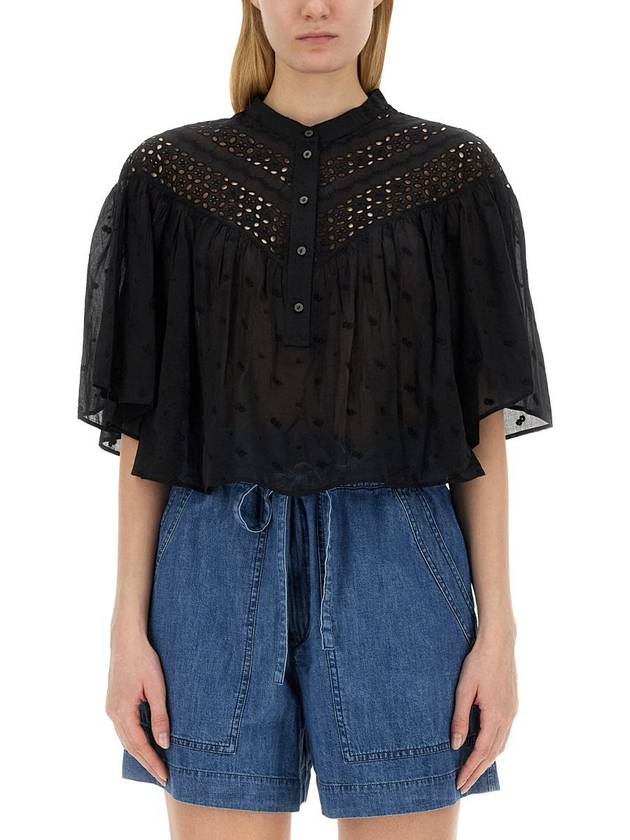 Women's Safi Cotton Shirt Black - ISABEL MARANT ETOILE - BALAAN 2