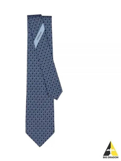 Gancini Print Silk Tie Blue Marine - SALVATORE FERRAGAMO - BALAAN 2