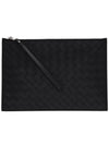 Intrecciato Strap Large Clutch Bag Black - BOTTEGA VENETA - BALAAN 3