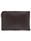 Intrecciato Weaving Zipper Medium Clutch Bag Dark Brown - BOTTEGA VENETA - BALAAN 2