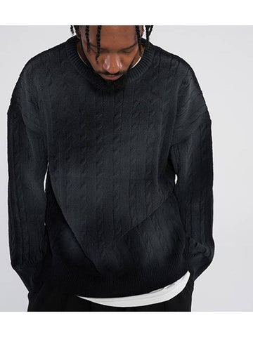 Dirty Spray R Twisted Knitwear Black - TENER - BALAAN 1