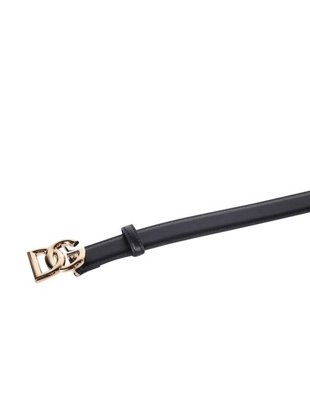 Women's Gold DG Logo Leather Belt Black - DOLCE&GABBANA - BALAAN 15