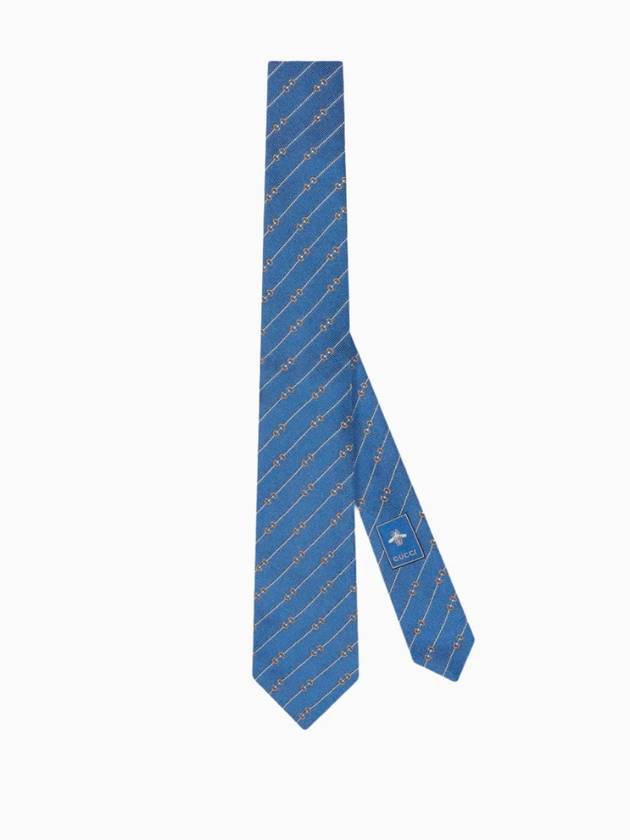 Horsebit Silk Jacquard Neck Tie Blue Yellow - GUCCI - BALAAN 1