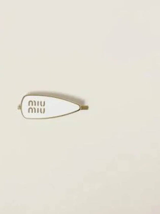 Engraved Logo Enamel Hair Clip White - MIU MIU - BALAAN 2