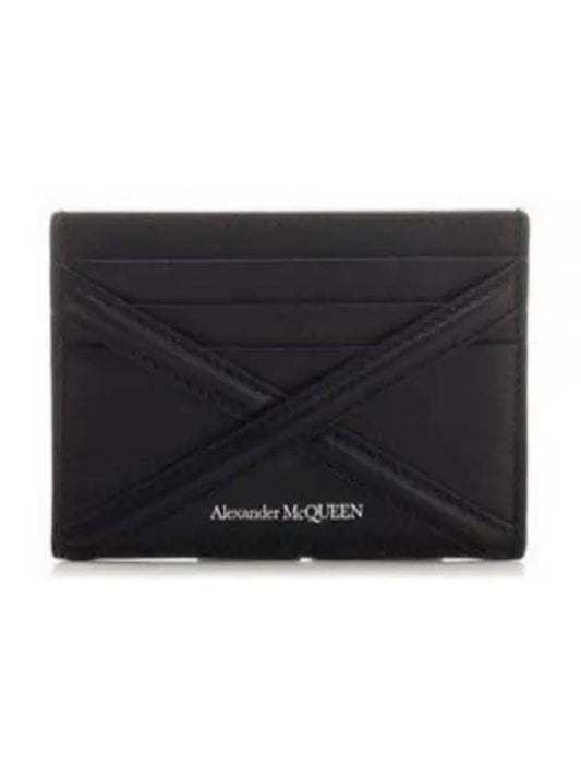 Harness Logo Print Calfskin Card Wallet Black - ALEXANDER MCQUEEN - BALAAN 2