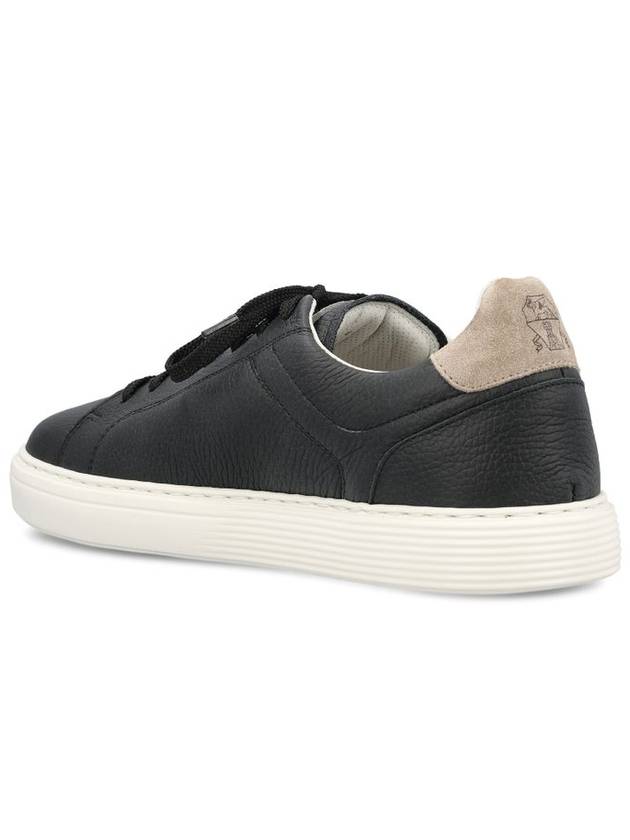 Logo Leather Low Top Sneakers Black - BRUNELLO CUCINELLI - BALAAN 4