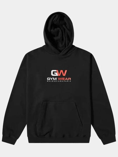 Gymwear Logo Print Cotton Hoodie Black - BALENCIAGA - BALAAN 2