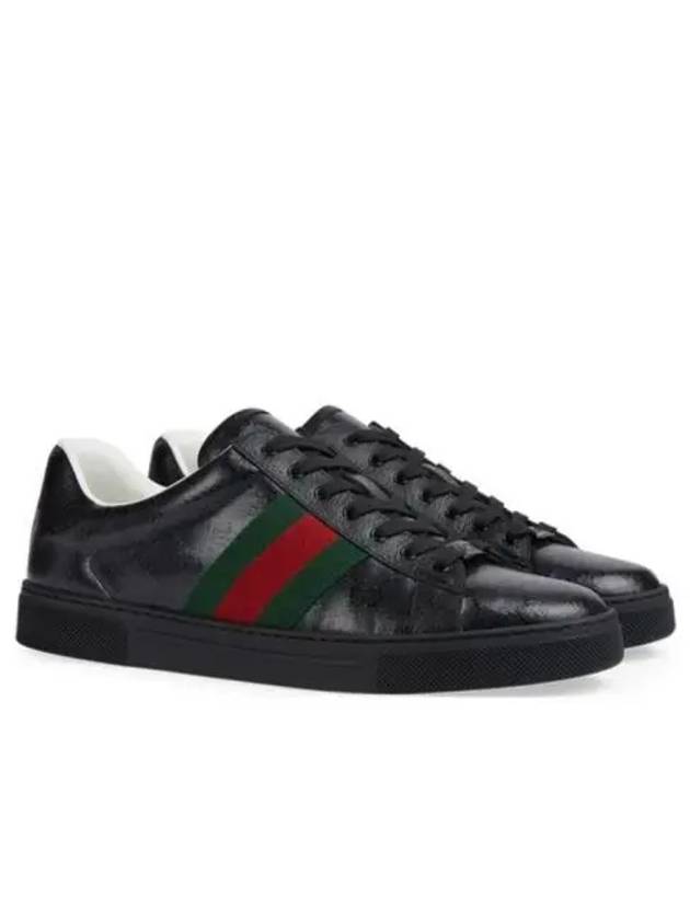 Men's Ace GG Crystal Canvas Low Top Sneakers Black - GUCCI - BALAAN 2