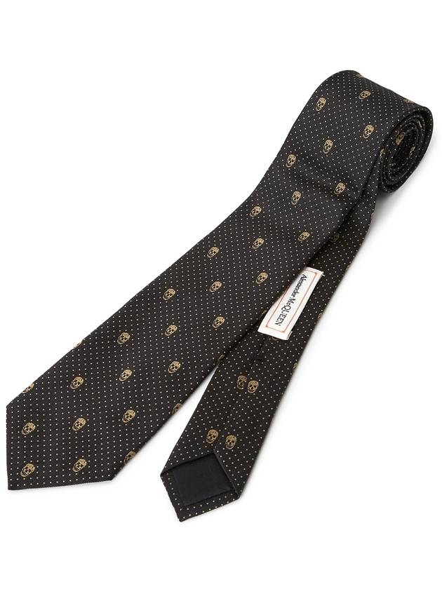 Skull Polka Dot Silk Tie Brown - ALEXANDER MCQUEEN - BALAAN 5