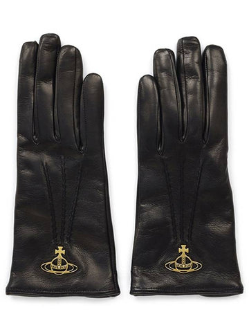 Black ORB Classic Gloves 8202002VW L0023 N402 00003 - VIVIENNE WESTWOOD - BALAAN 1